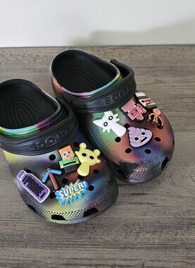 Crocs Kids Tie-Dye Clog with Charms - Multicolor Boy Girl J 1